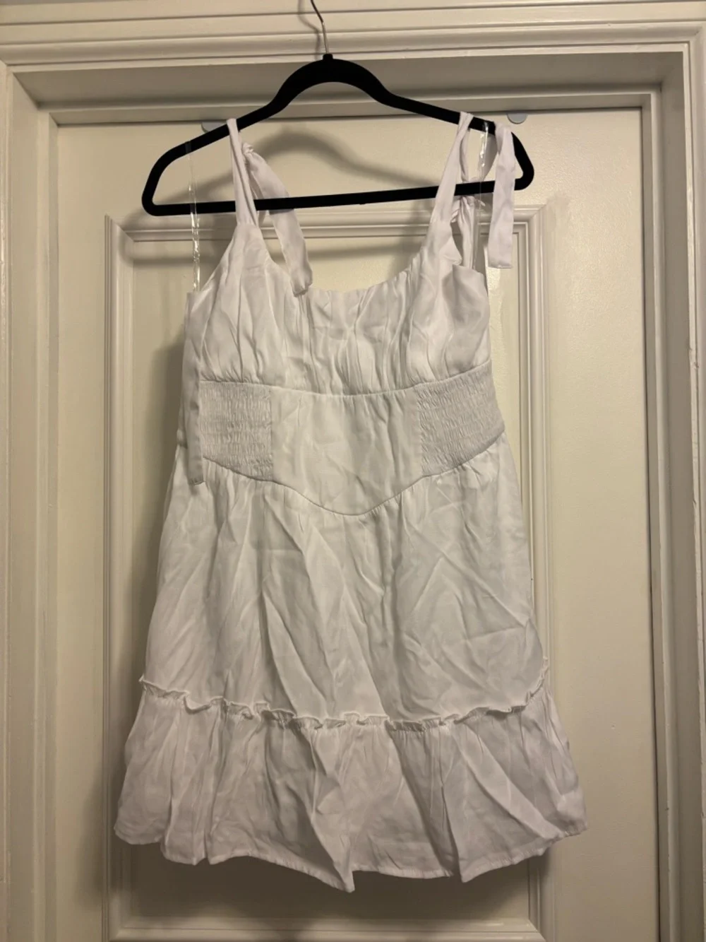Francesca's White Tiered Dress with Smocked Waist